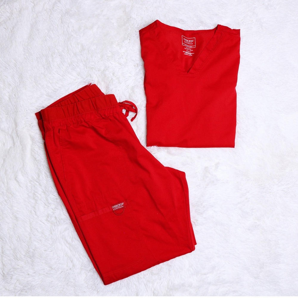 CHEROKEE WORKWEAR Red Scrub Set